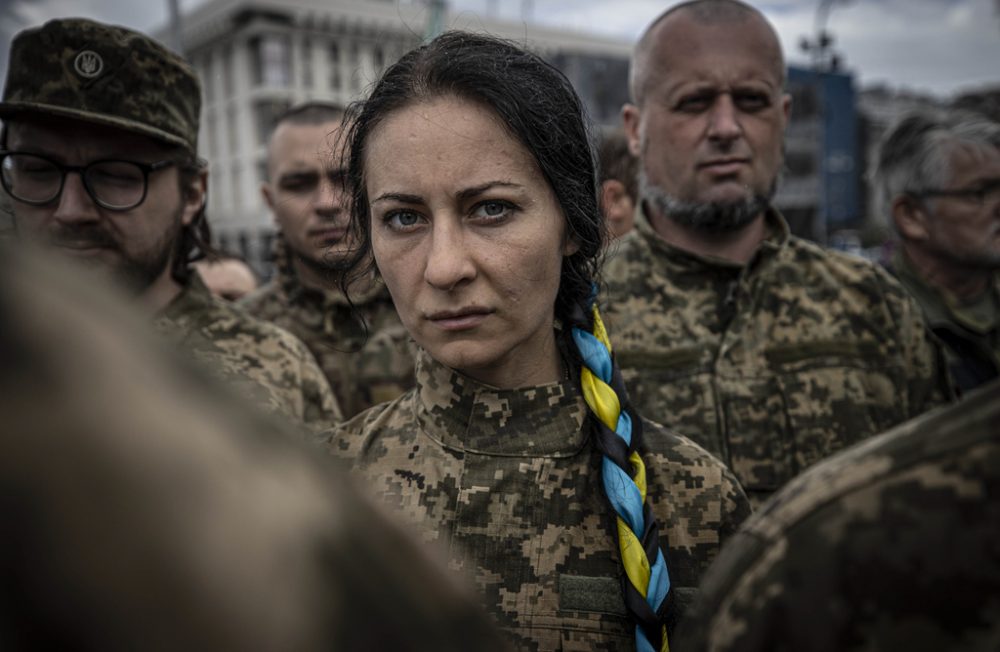 Funeral ceremony in Kyiv for Oleh Kutsyn, Karpatska Sich Battalion commander
KYIV, UKRAINE - JUNE 22: An official funeral ceremony held at Independence Square for Oleh Kutsyn, commender of Karpatska Sich Battalion (49th Separate Rifle Battalion of the Ukrainian Armed Forces), killed in the Izium direction in Ukraine on June 22, 2022 in Kyiv.